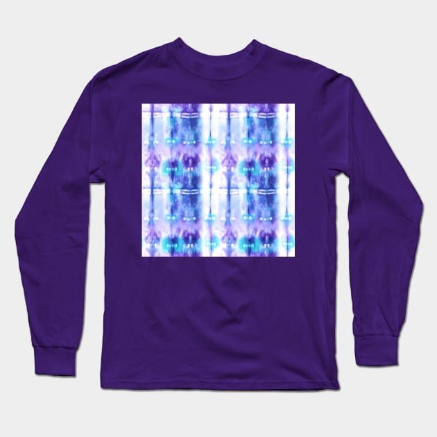 Purple and Blue Tie-Dye Plaid Long Sleeve T-Shirt by Carolina Díaz
